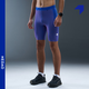 NEDAO內道新款越野馬拉松跑步運動(dòng)男款條紋收納五分彈力緊身短褲 內道藍 M