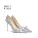 HOLY ROSE【閃光少女】圣潔玫瑰2025銀色法式婚鞋成人禮水晶鞋高跟鞋女朋友 閃光少女 8cm 38