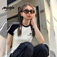 MJ STYLE撞色插肩拼條短袖T恤女2026夏季新款潮流學(xué)院風(fēng)簡(jiǎn)約休閑短款上衣