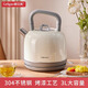 格立高電熱水壺燒開(kāi)水器304不銹鋼水壺自動(dòng)斷電大容量3-4人家用防濺出水口設計可折疊提手 3L 珍珠白