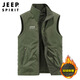 JEEP SPIRIT吉普馬甲男外套男士春秋加絨戶(hù)外休閑無(wú)袖背心上衣男裝 軍色 5XL