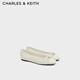CHARLES&KEITH平底蝴蝶結編織芭蕾舞鞋單鞋生日禮物送女友CK1-70900563 Chalk粉白色 37 （235）