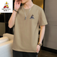 稻草人刺繡夏季男士短袖t恤棉寬松大碼時(shí)尚圓領(lǐng)繡花男裝體恤 卡其/刺繡小標 L 建議110-125斤