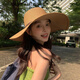 CHANEELR & KARITH防曬帽女夏沙灘草帽大帽檐海邊遮陽(yáng)太陽(yáng)帽生日小眾禮物送女友老婆 卡其色