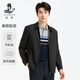 浪登男士夾克春季新款商務(wù)休閑爸爸裝翻領(lǐng)外套茄克衫 黑色 XL