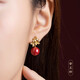 蔓頌棠朱砂耳環(huán)925純銀鍍金桂花女新中式小眾感耳環(huán)2025新款耳飾送女友 帝王砂