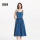 森馬（Semir）牛仔連衣裙女甜酷時尚個性2025夏元?dú)鉂M印背帶裙俏皮109325114025