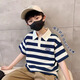 NICKYBABY男童夏裝套裝2025新款兒童polo衫短袖潮帥氣時(shí)髦大童男孩夏季長褲 9850藍(lán)色【學(xué)院風(fēng)polo衫】 170 cm