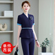 勤馳工作服套裝職業(yè)女夏前臺接待工作裝美容師高端會(huì )所氣質(zhì)美容院女醫 短袖:深藍色單件西裝 S 均碼