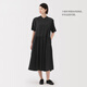 無(wú)印良品（MUJI）女式 漢麻 棉 短袖連衣裙 女裝裙子25年夏季寬松透氣長(zhǎng)裙BC2MJC5S 黑色 M （160/84A）