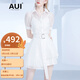 AUI白色襯衫連衣裙套裝女2024年夏季新品時(shí)尚減齡顯瘦休閑裙子 白色 M