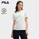 FILA 斐樂(lè)官方女子針織短袖衫2025夏新款時(shí)尚休閑舒適純棉圓領(lǐng)T恤 皓日白-WT M 165/84A/M