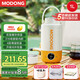 摩動【國家補貼】燒水杯便攜式插電燒水壺100V110V寬電壓出國旅行自動加熱保溫杯真空保溫雙蓋 1L 插電316內膽/橙