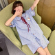 繆黛Kitty貓帶胸墊睡衣女2025夏季新款波點(diǎn)純棉短袖卡通家居服可外穿 優(yōu)雅藍(lán)【自帶胸墊】 M (160)