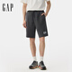 GAP男裝經(jīng)典款印花logo輕薄抽繩運動(dòng)短褲寬松休閑褲727013 黑灰色 3XL (185/96A) 亞洲尺碼