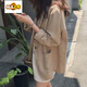 初徑（CHUJING）2025新款棉麻小西裝外套女春秋新款韓版寬松休閑亞麻薄款西服復(fù)古 駝色 4XL