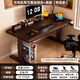 美締沅實(shí)木智能電動(dòng)升降桌臺式電腦桌家用辦公桌加厚松木桌面可升降書(shū)桌 【雙電機升降】黑胡桃色 100*60CM[加厚50mm桌面】