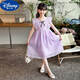 迪士尼（Disney）女童夏季連衣裙新款碎花公主裙中大童女孩寶寶裙飛邊袖清新兒童裙 淺紫色 120 建議身高105-115厘米
