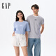GAP男女裝夏季款logo條紋純棉短袖T恤常規上衣美版 淺藍色條紋 768022 S 美碼 M亞洲碼175/92A 【偏大，建議拍小一碼】