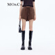 MO&Co.衛褲春美式運動(dòng)風(fēng)抽繩松緊高腰MC刺繡棉質(zhì)短褲休閑褲摩安珂 深咖啡色 S 160