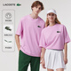 LACOSTE法國鱷魚(yú)男女同款休閑寬松圓領(lǐng)情侶款落肩短袖T恤|TH0062 IXV/淡紫色 XS