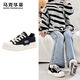 馬克華菲女鞋2026新款女生休閑板鞋透氣運動(dòng)百搭帆布鞋 黑色女碼  38