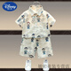 迪士尼童裝男童夏裝套裝2025新款洋氣兒童短袖襯衫潮男寶寶痞帥炸街衣服 639短袖套裝 100 【身高95cm左右】