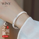 唯一（Winy）銀手鐲女純足銀9999鐲子銀飾實心送媽媽女朋友七夕情人節(jié)生日禮物