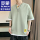羅蒙（ROMON）假兩件短袖t恤男士夏季新款寬松圓領(lǐng)短袖男T半袖打底衫上衣服男裝 TC3153淺綠 XL 約120-140斤