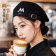保羅嵐芝餐飲工作帽定制可調節貝雷帽防掉發(fā)便利店服務(wù)員快餐店員工帽子女