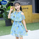 迪士尼（Disney）童裝女童吊帶連衣裙夏裝2025新款韓版小女孩洋氣兒童雪紡公主裙子 雪紡裙 菠蘿藍色 140 建議身高130cm左右