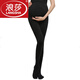 浪莎（LangSha）秋季孕婦絲襪加薄絨打底褲托腹可調節連褲襪防脫絲無(wú)縫一體褲外穿 1200D孕婦褲黑色適合8~20℃度 （100至180斤） 1條