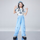 魅樂凱女童爵士舞服裝街舞兒童潮服嘻哈走秀表演服少兒hiphop演出服套裝 藍(lán)衣+背心+藍(lán)褲+方巾 150 （尺碼標(biāo)準(zhǔn)）
