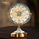 BYLURE品牌輕奢黃銅貝殼座鐘桌面擺件靜音時(shí)鐘家用臥室床頭鐘表客廳臺鐘 彩貝-合金底座