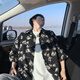 Foss Phil花襯衫男夏季新款短袖襯衣潮流度假海邊百搭半袖襯衫外套 JCDM-CD5479黑色 XL （建議130-145斤）