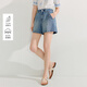 茵曼（INMAN）涼感萊賽爾休閑牛仔褲2025夏季女裝新款松緊后腰顯瘦寬松短褲 牛仔藍 26