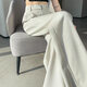 妹丫米白色西裝闊腿褲女春季2026新款高腰高級感垂感百搭直筒休閑西褲 米白色常規 M 建議95-105斤
