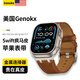 驍康【美國Genokx】適用AppleWatch Ultra2新款瘋馬皮表帶精鋼連接器真皮表帶iwatchs10蘋果9代手表帶 【鈦色扣棕色】精制瘋馬皮 | 金屬連接器 【49/46/45/44mm】