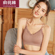 俞兆林內(nèi)衣女無鋼圈美背文胸小胸聚攏薄款運(yùn)動背心式胸罩少女抹胸裹胸 細(xì)肩帶蕾絲邊（1件豆沙） 均碼 （80-125斤）