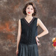齊黛（QUEDIT）桑蠶絲真絲上衣女2026春夏新款無(wú)袖背心內搭媽媽襯衫T恤 黑色 XL 推薦105-115斤