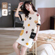 取純睡裙女純棉夏季短袖薄款裙子圓領(lǐng)夏天學(xué)生甜美可愛(ài)睡衣女士連衣裙 9822米白 M :適合穿著(zhù)體重80斤-100斤