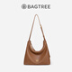 BAGTREE【明星同款】包包樹(shù)圖南頭層植鞣牛皮hobo女包單肩腋下通勤斜挎包 烤棕色-中號 高級小眾