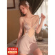 JIOESC性感睡衣女夏季情侶房事純欲風(fēng)吊帶睡裙露后腰內衣蕾絲透明連衣裙 香芋紫-均碼【80-125斤】