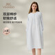 英氏孕婦連衣裙秋季雙層棉紗家居服月子服吸汗透氣孕產(chǎn)婦睡衣藍色 M