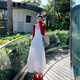 春麗珠（Chunlizhu）白色吊帶連衣裙女2025夏季新款穿搭一整套高級感海邊度假長裙套裝 白色吊帶裙+大紅色開衫 M