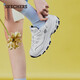 斯凱奇（Skechers）女鞋秋冬小白熊休閑鞋子厚底增高百搭運動(dòng)軟底老爹鞋99999863 白色/海軍藍色/WNV 37