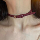 QMXD酒紅色肌理感choker項圈女細(xì)款頸鏈顯脖子細(xì)鎖骨鏈高級感潮禮物 酒紅色 細(xì)款choker
