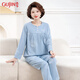 古今（GUJIN）新品春夏秋精梳棉睡衣女中老年媽媽家居服大碼寬松睡褲套裝2XL