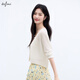 伊芙麗（eifini）蔣欣代言亞麻透氣舒適系帶薄款防嗮罩衫針織開(kāi)衫2025新小衫 米白 預售 S 80-110斤