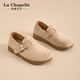 拉夏貝爾女鞋勃肯鞋女一腳蹬懶人百搭休閑鞋厚底板鞋子女-SLX135 沙色 37
